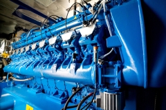 Engine of CHP unit. Diesel and gas industrial electric generator.